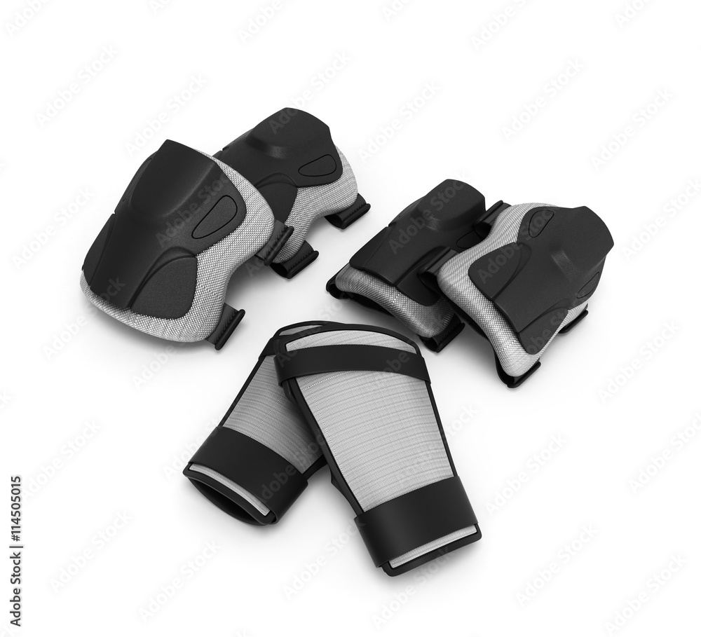 Protective gear for multi sport 3d render on white background Protective gear for multi sport 3d render on white background