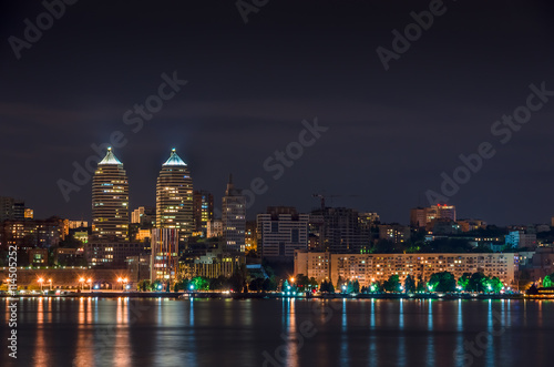 Quay of the big city at night