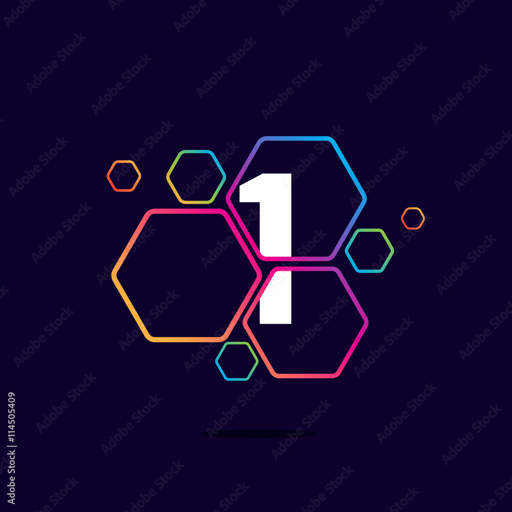 Number one logo in Hexagon pattern. Number one logo in Hexagon pattern.