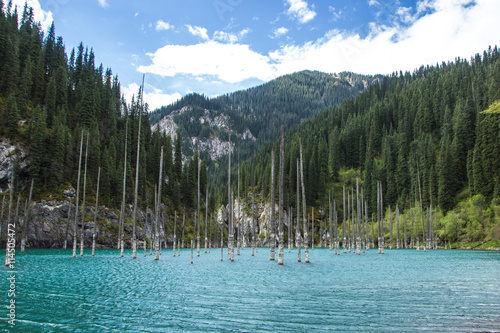Kaindy Lake in Tien Shan mountain system, Kazakhstan