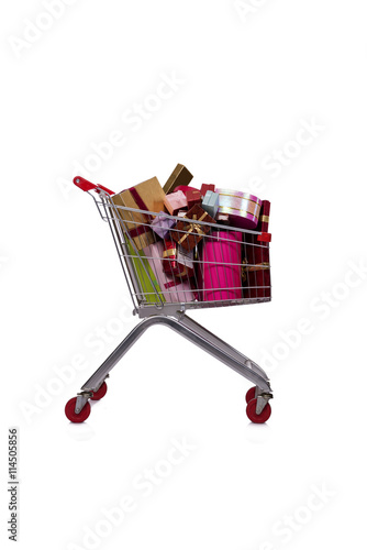 Shopping cart trolley isolated on the white background © Elnur