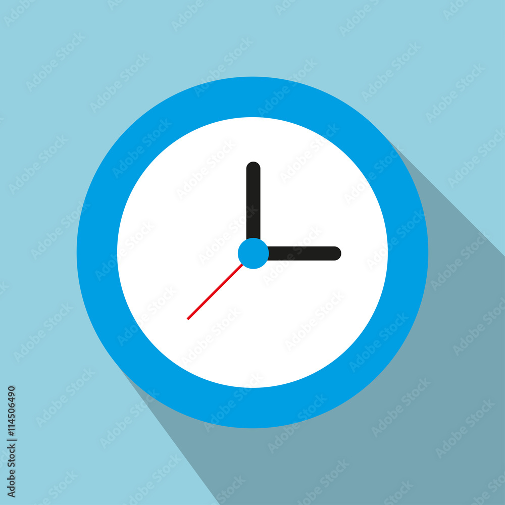 The clock on blue background with shadow The clock on blue background with shadow