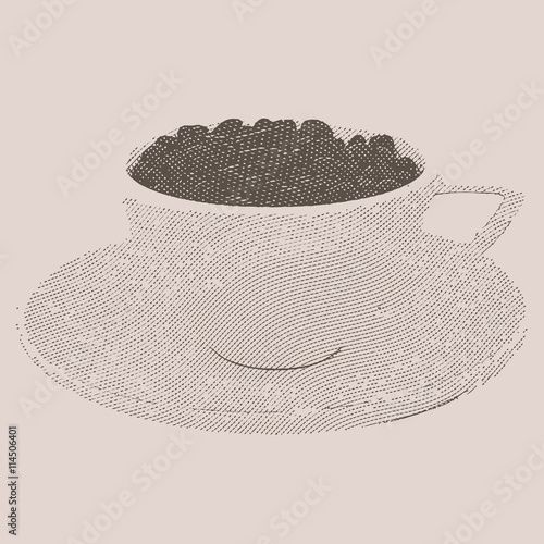 Vintage coffee engraving vector illustration on clean background.