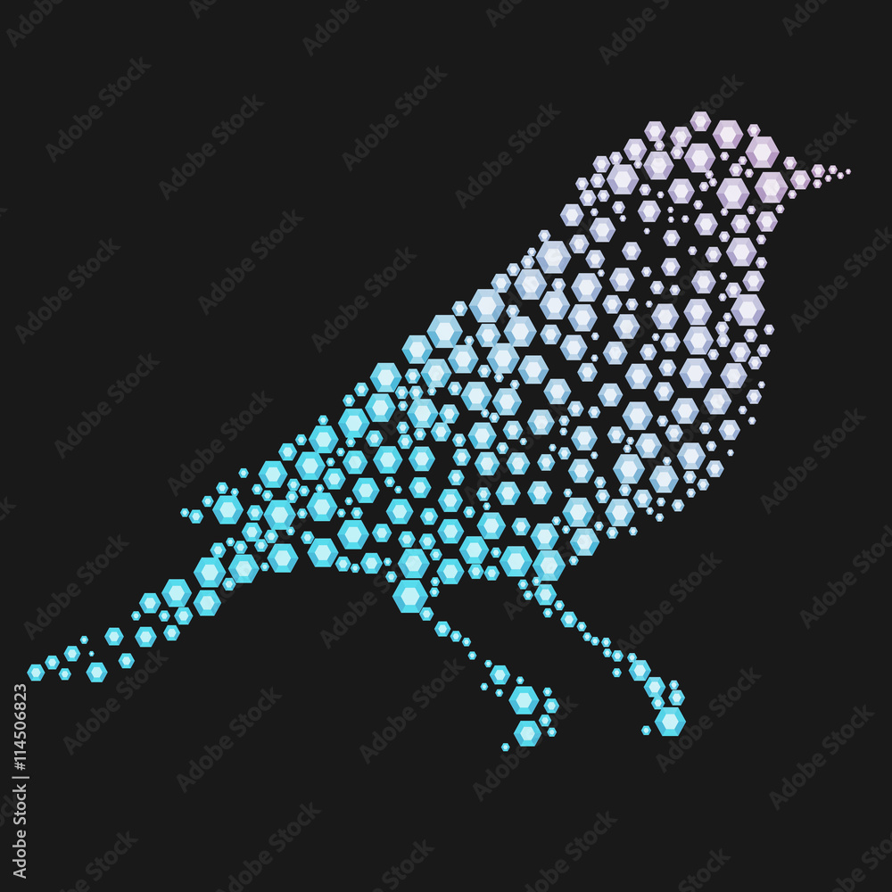 Obraz premium Bird silhouette made with diamonds or rhinestones.