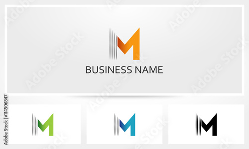 Letter M Line Stripe Logo