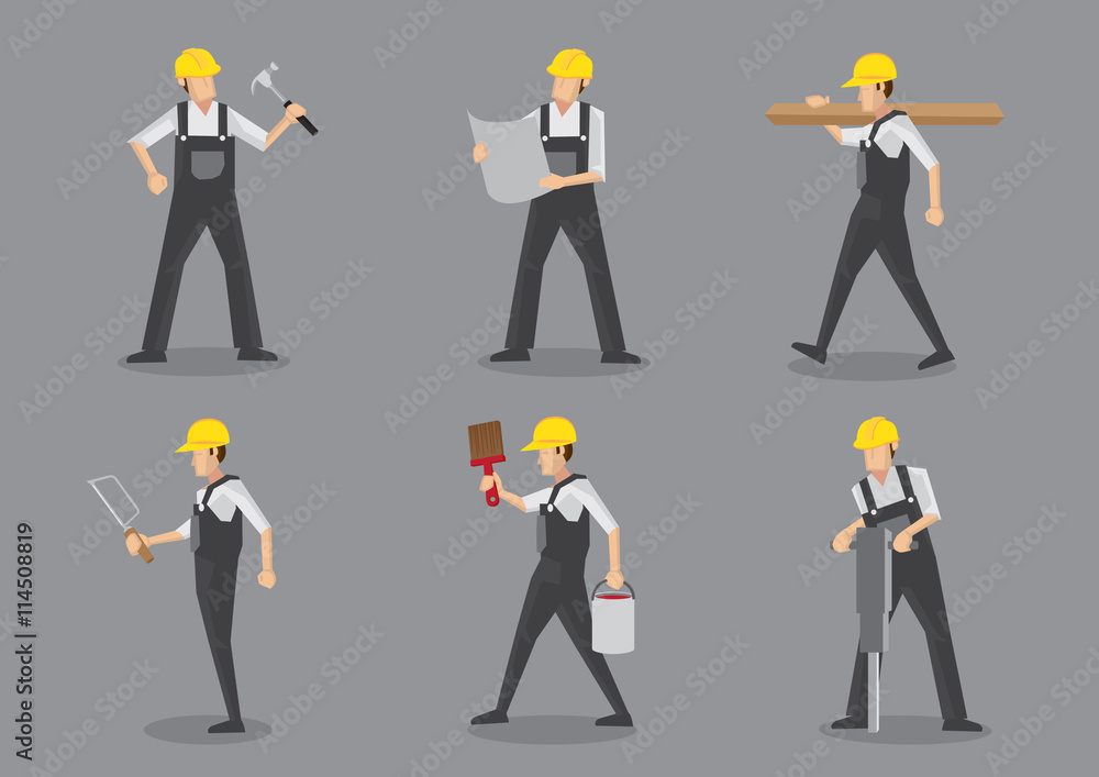 Construction Worker Vector Character Sheet Stock Vector | Adobe Stock