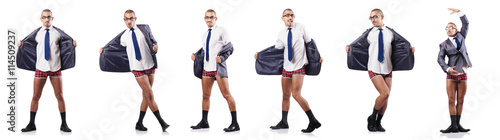 Obraz na plátně Composite photo of naked businessman on white