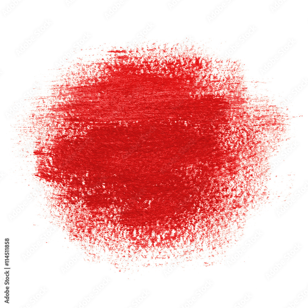 Red paint spot, drawn with brush stroke