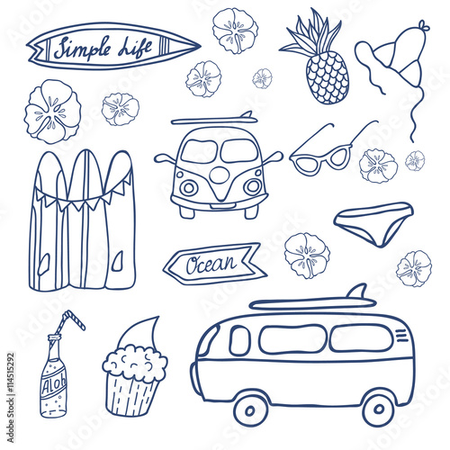 Hawaii Surfing Party seamless vector pattern.