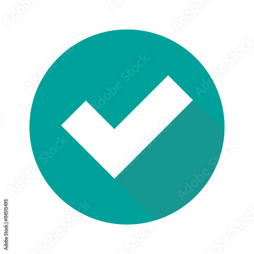Flat check mark icon isolated on white background