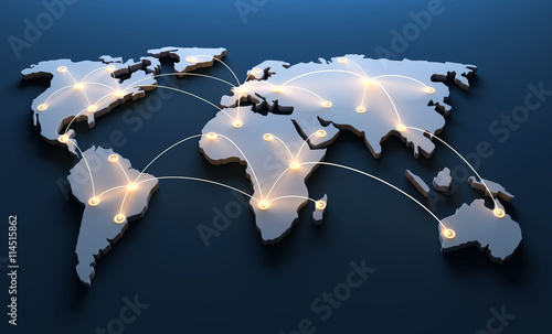 Weltkarte mit vernetzten Länder photo