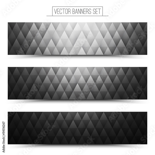 Abstract triangular 3d vector gray web banners set for business, internet, advertising, design, ui, seo 