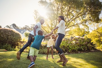 Happy afro american family enjoying together