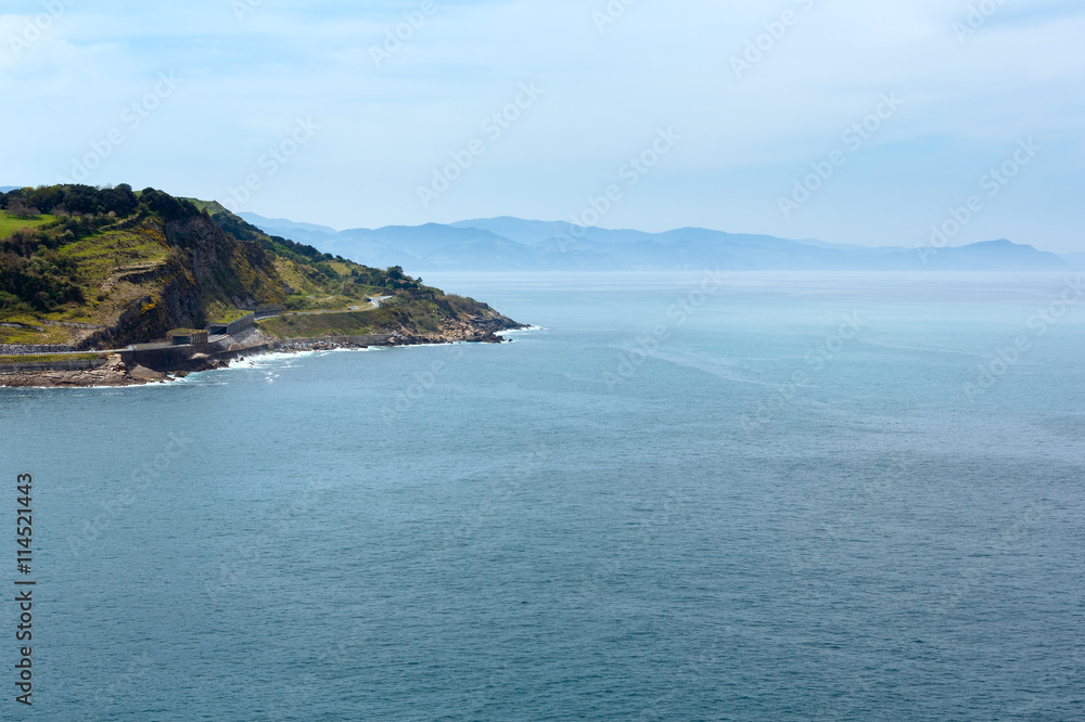 Fototapeta premium Ocean coastline view from Getaria Mouse, Spain, Basque Country.