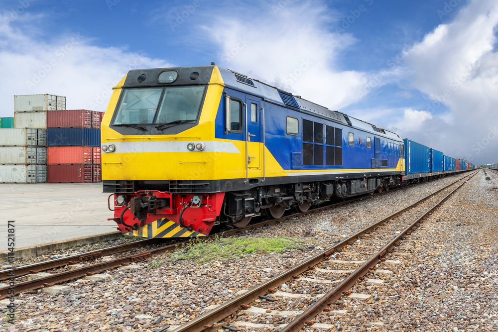 Cargo freight train at port.