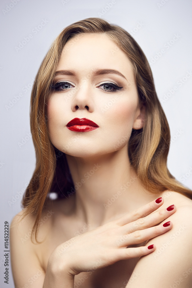 Classic red lips girl Classic red lips girl