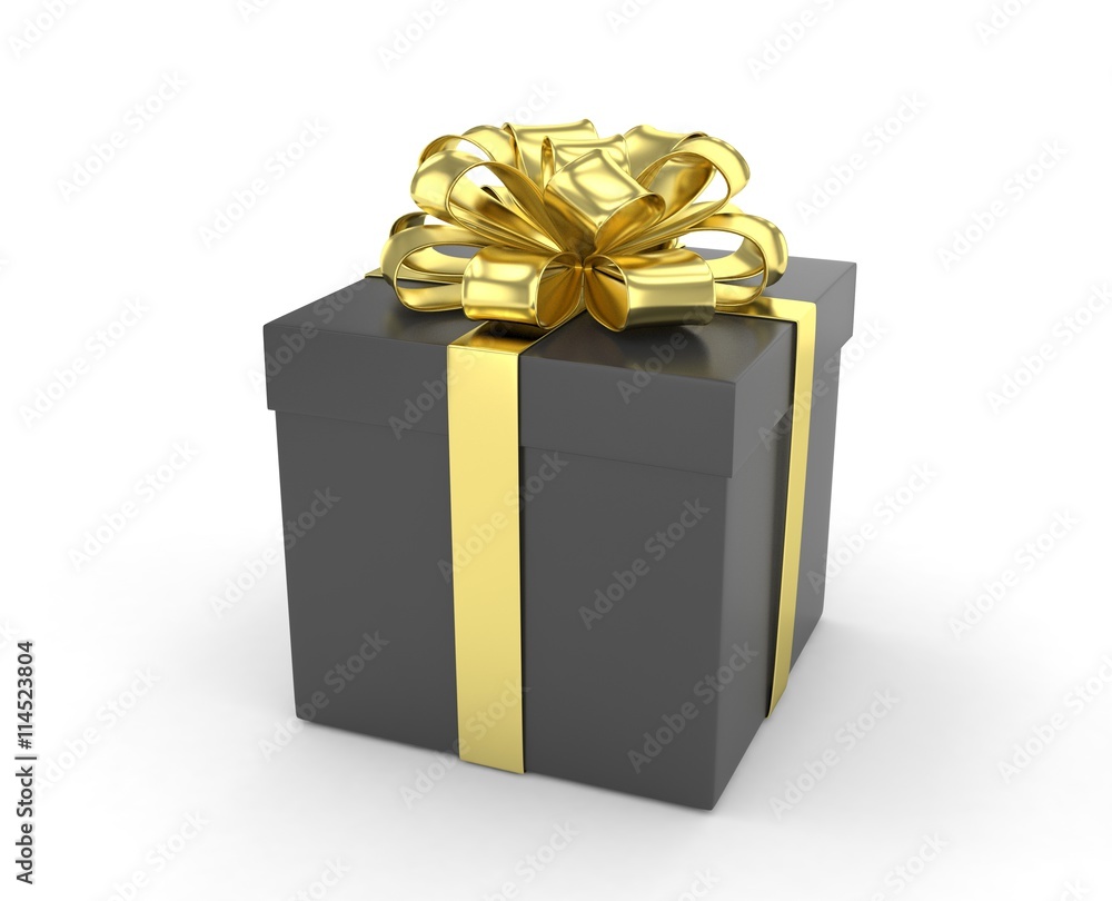 Obraz premium gift box with bows isolated on white. 3d rendering.
