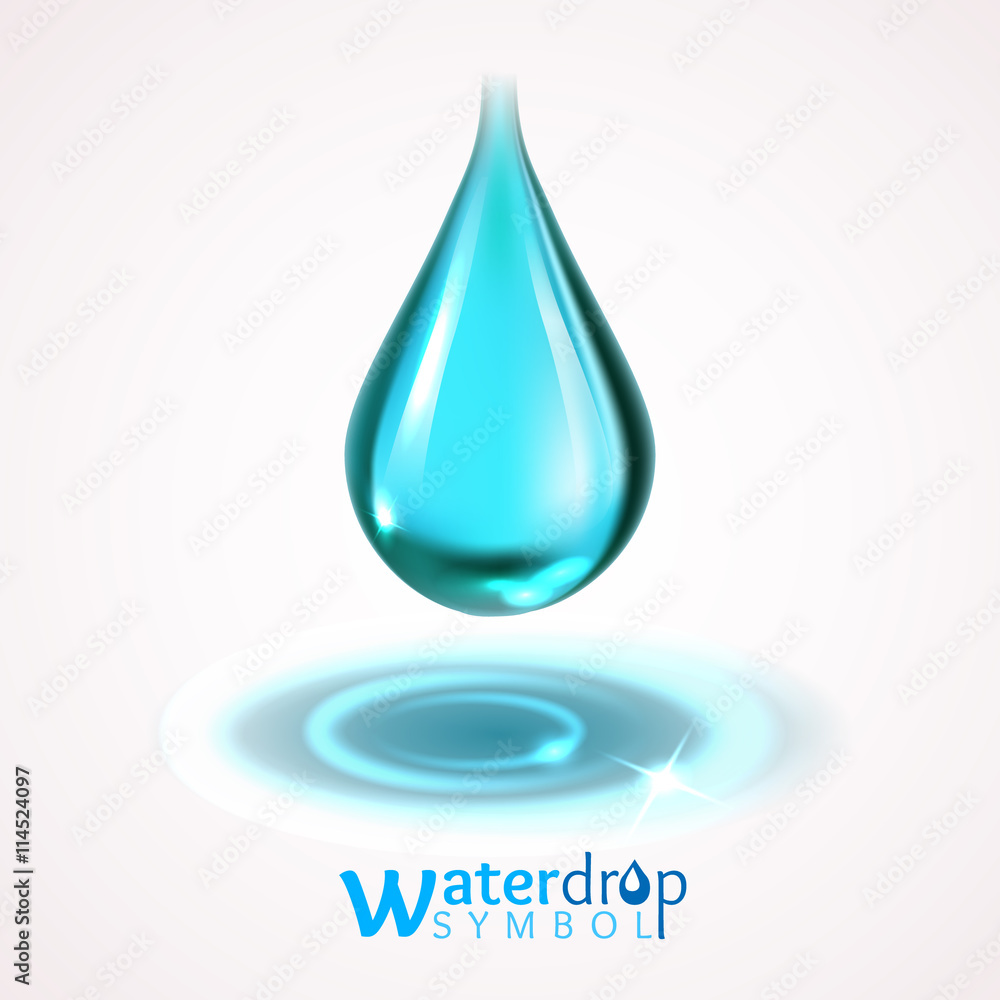 Blue shiny water drop. Vector illustration Blue shiny water drop. Vector illustration