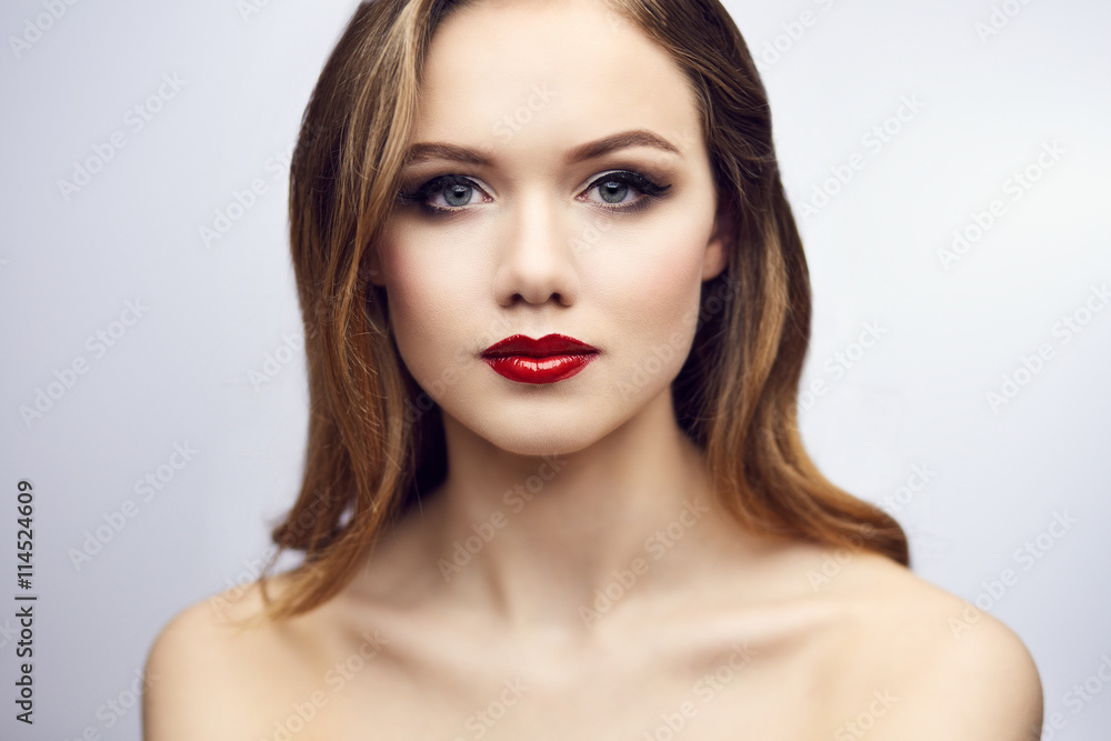Classic red lips girl Classic red lips girl