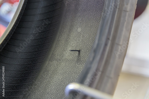 Nail stuck in the tire at the service