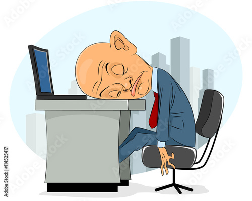 Bald businessman asleep