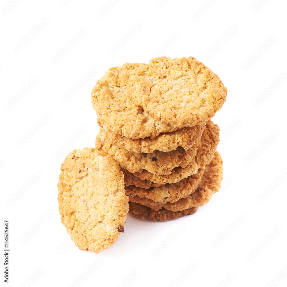 Pile stack of oatmeal cookies isolated Pile stack of oatmeal cookies isolated