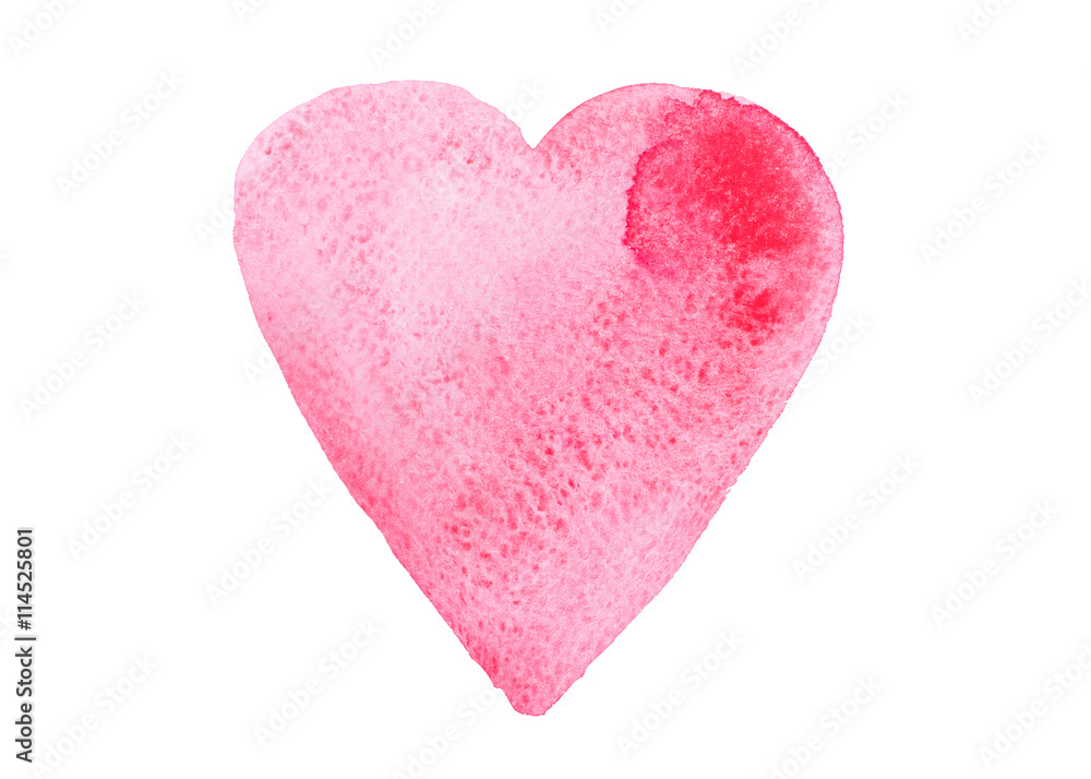 Hand drawn watercolor heart isolated on a white background