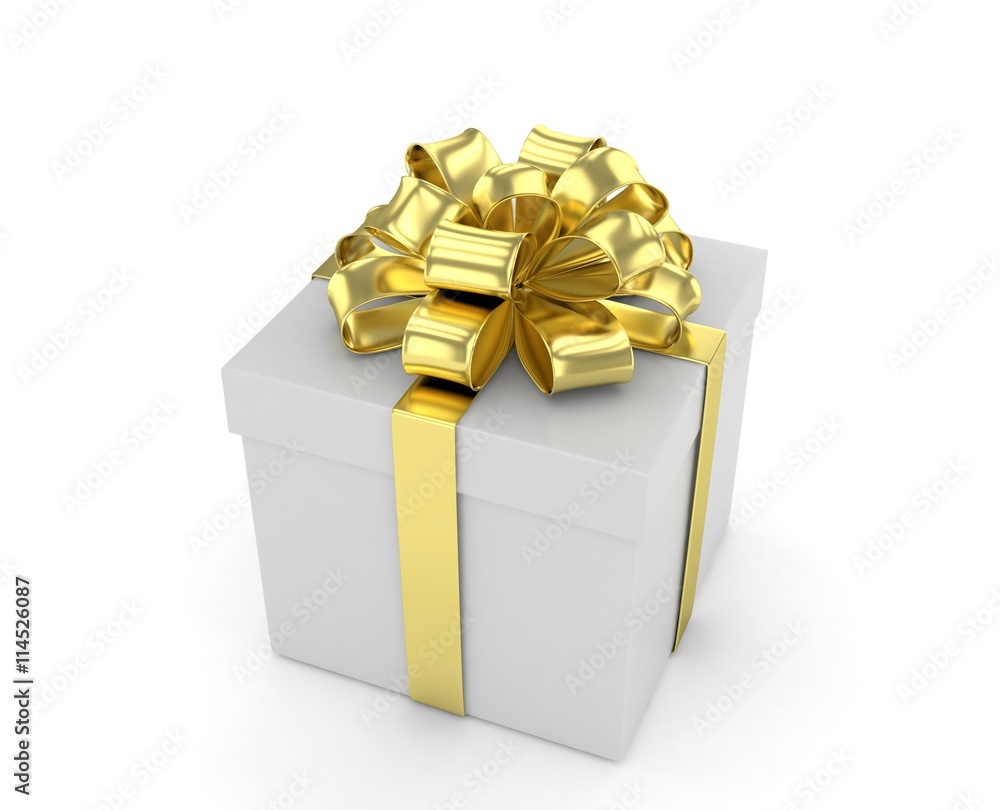 gift box with bows isolated on white. 3d rendering. gift box with bows isolated on white. 3d rendering.