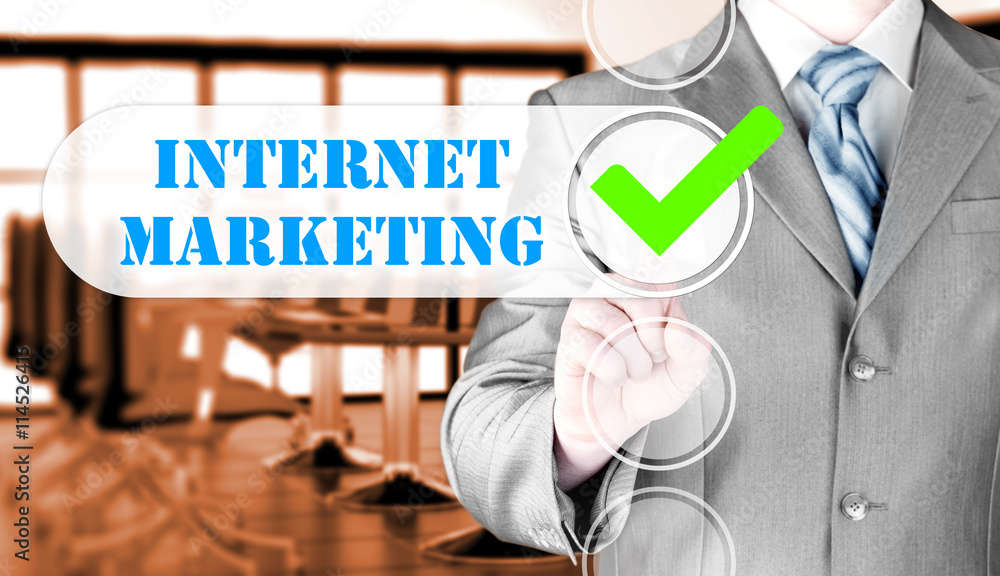 business man pressing checkbox internet marketing business man pressing checkbox internet marketing