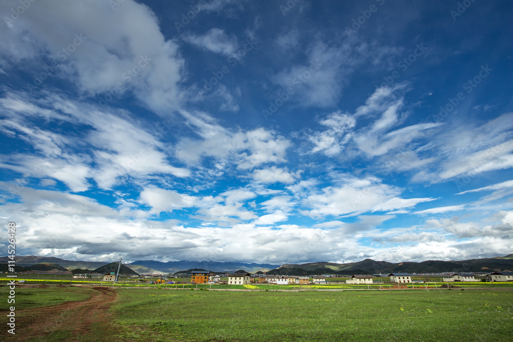 Country under dramatic sky