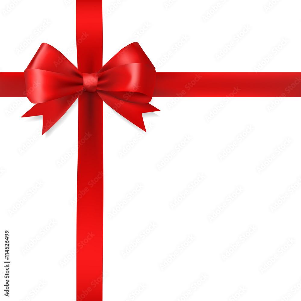 red silky bow ribbon on white background. holidays gift symbol red silky bow ribbon on white background. holidays gift symbol