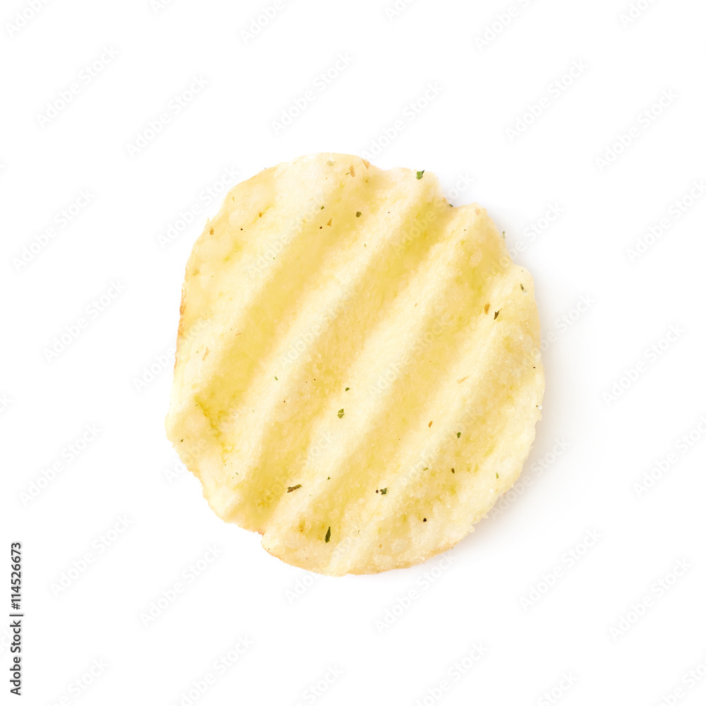 Single potato chip crisp isolated