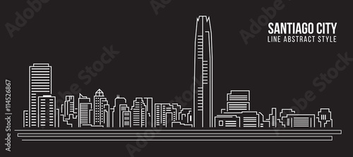 Cityscape Building Line art Vector Illustration design - Santiago city