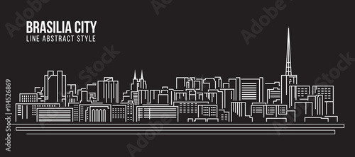 Cityscape Building Line art Vector Illustration design - Brasilia city