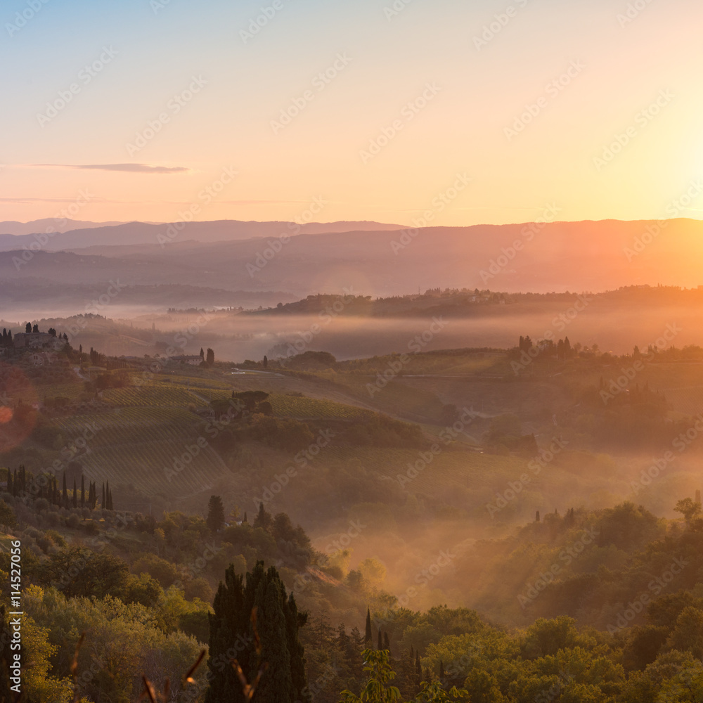 sunrise in Tuscany