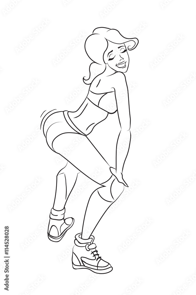 Twerk dance. radhair woman. Vector illustration. character Twerk dance. radhair woman. Vector illustration. character