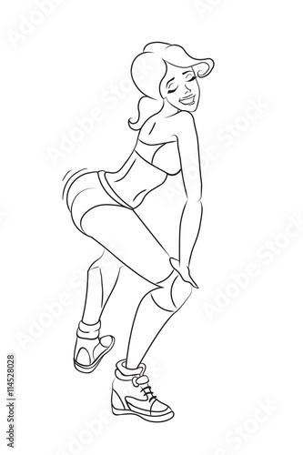 Twerk dance. radhair woman. Vector illustration. character