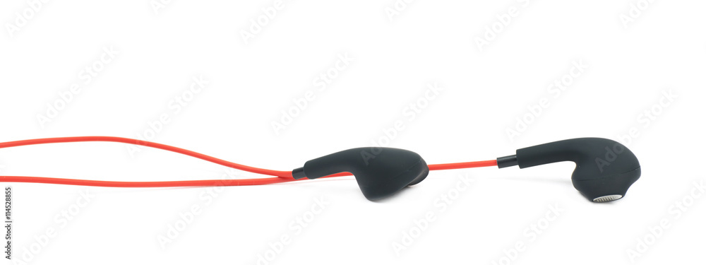 Pair of red headphones isolated Pair of red headphones isolated
