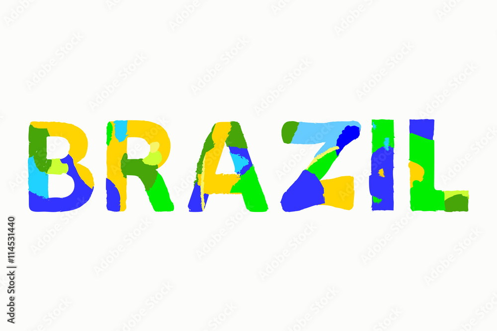 Rio de Janeiro Brazil 2016. Colorful unique font. Vector Illustration.