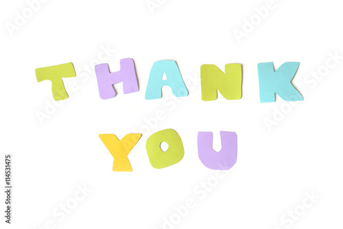 Thank you text on white background - isolated 