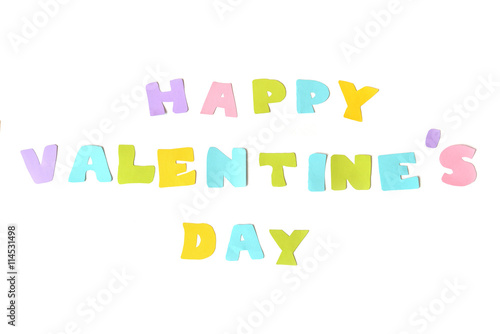 Happy valentine day text on white background - isolated  