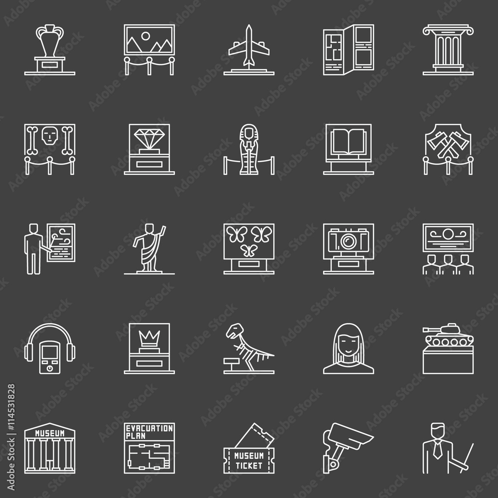 Museum linear icons set Museum linear icons set