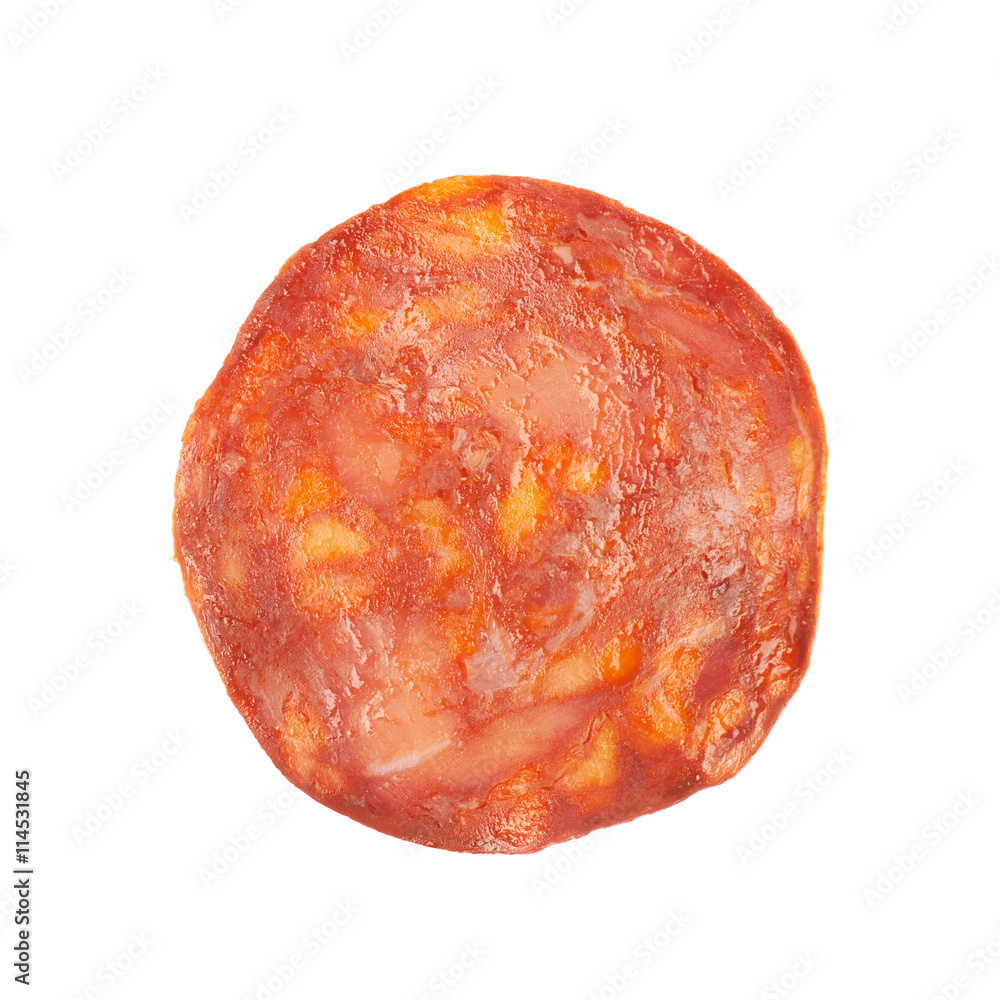 Italian sausage salame ventricina isolated Italian sausage salame ventricina isolated