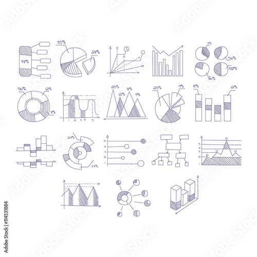 Different Type Of Hand Drawn Charts Set