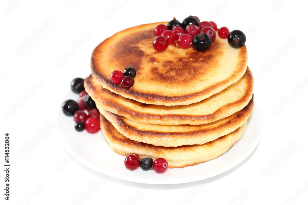 Pancakes with cranberries and black currants (image with clippin Pancakes with cranberries and black currants (image with clippin