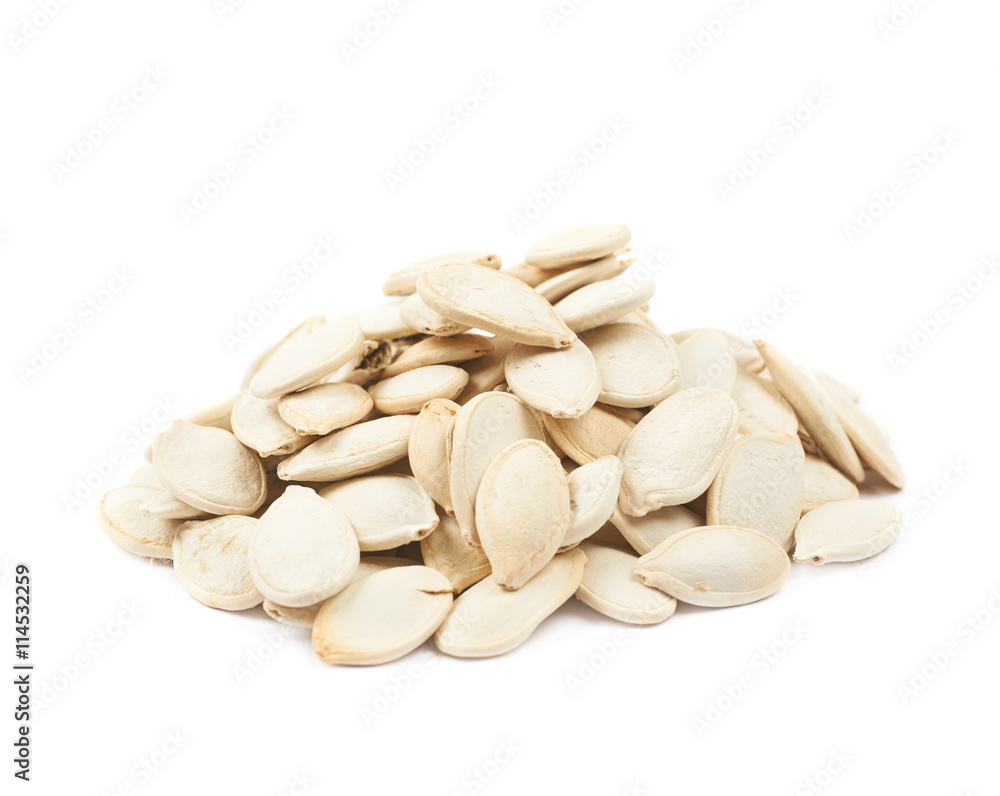Pile of pumpkin seeds isolated Pile of pumpkin seeds isolated