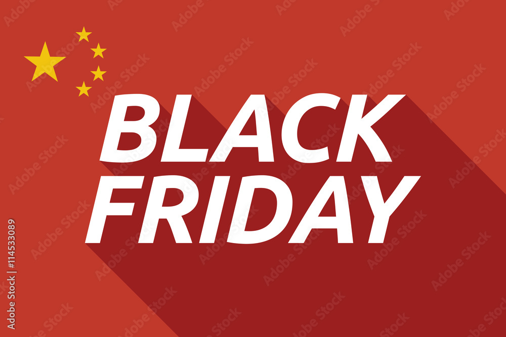 Long shadow China flag with the text BLACK FRIDAY Long shadow China flag with the text BLACK FRIDAY