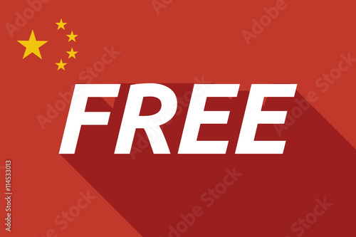 Long shadow China flag with    the text  FREE