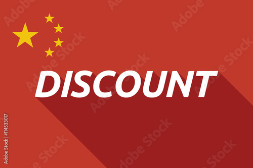 Long shadow China flag with the text DISCOUNT