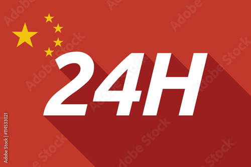 Long shadow China flag with    the text 24H